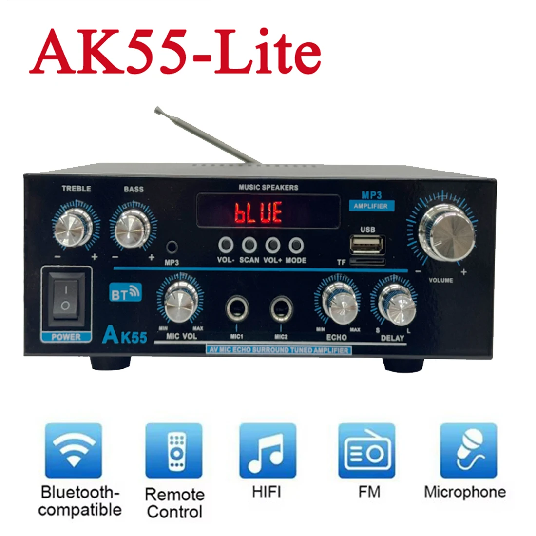 Home Cinema Audio System - AK55-Lite Sound Amplifier Max Power 90Wx2