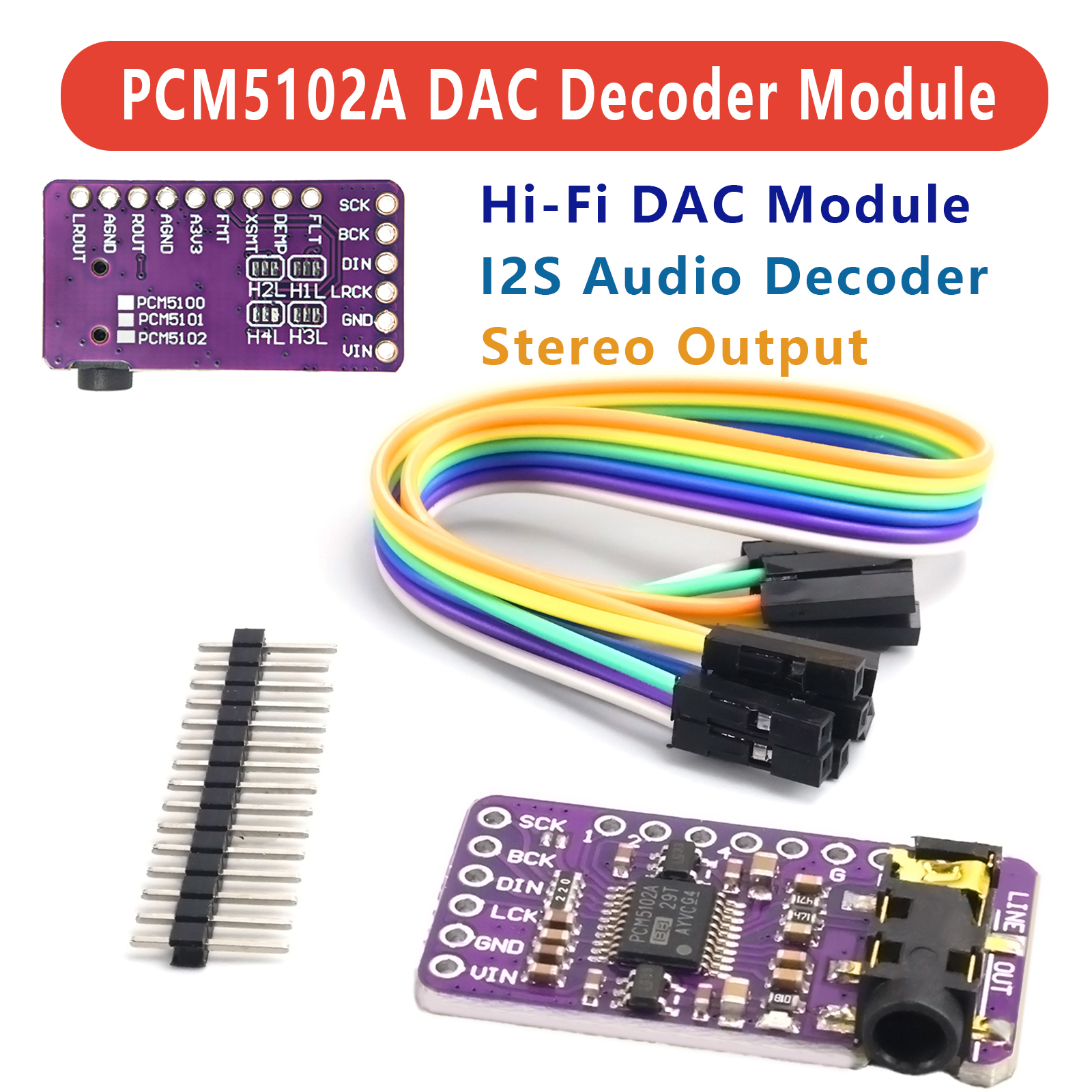Surround Sound Decoder - PCM5102A I2S DAC Decoder Module GY-PCM5102