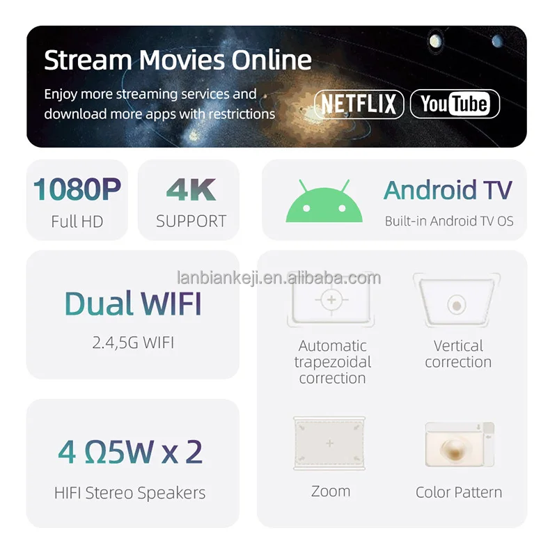 Full HD Android Projector AUN  - Home Cinema In 评论和价格