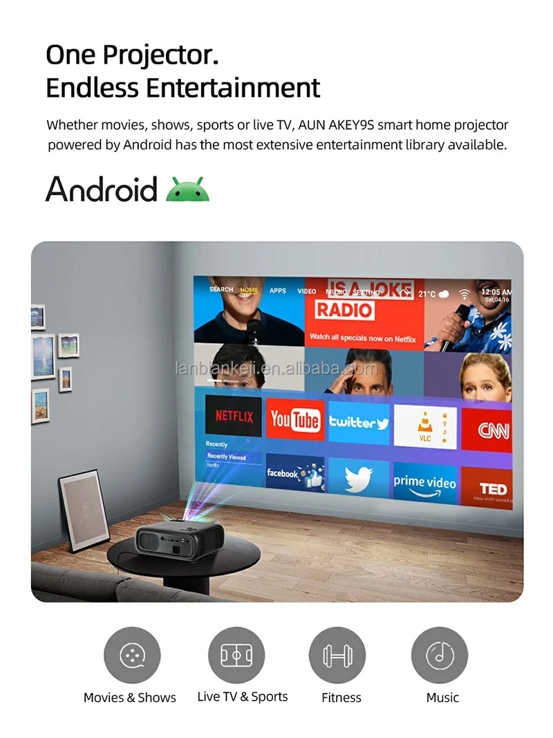 Full HD Android Projector AUN  - Home Cinema In 评论和价格
