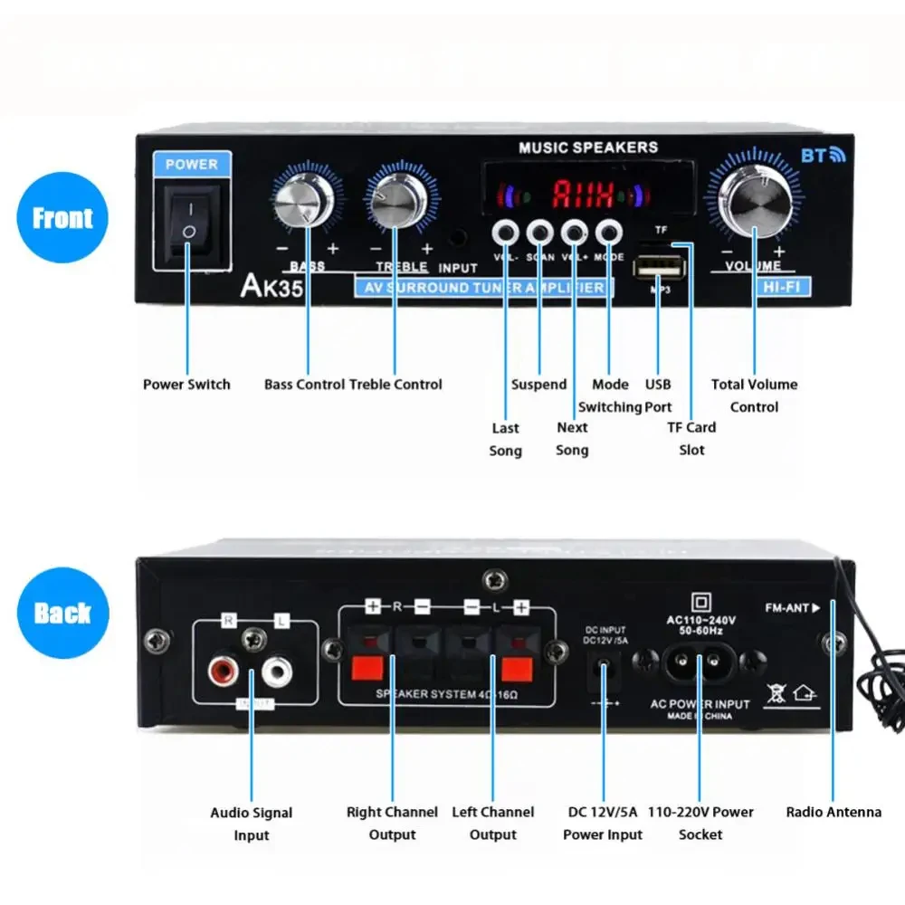 HiFi Digital AK35 Bluetooth Am - Home Cinema Audio System 评论和价格