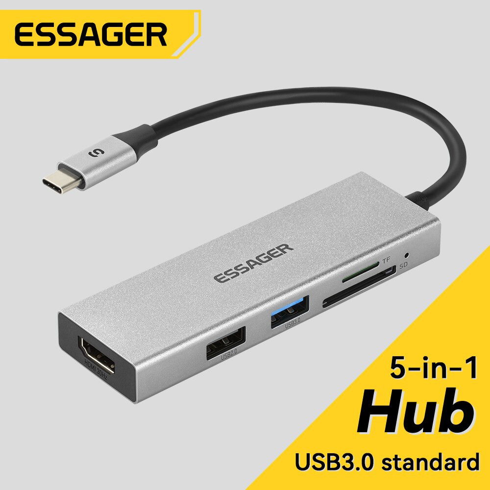 Essager 5 in 1 USB C HUB HDMI- - Home Cinema Usb 评论和价格