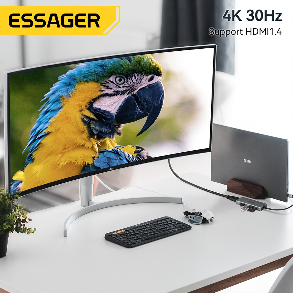 Essager 5 in 1 USB C HUB HDMI- - Home Cinema Usb 评论和价格