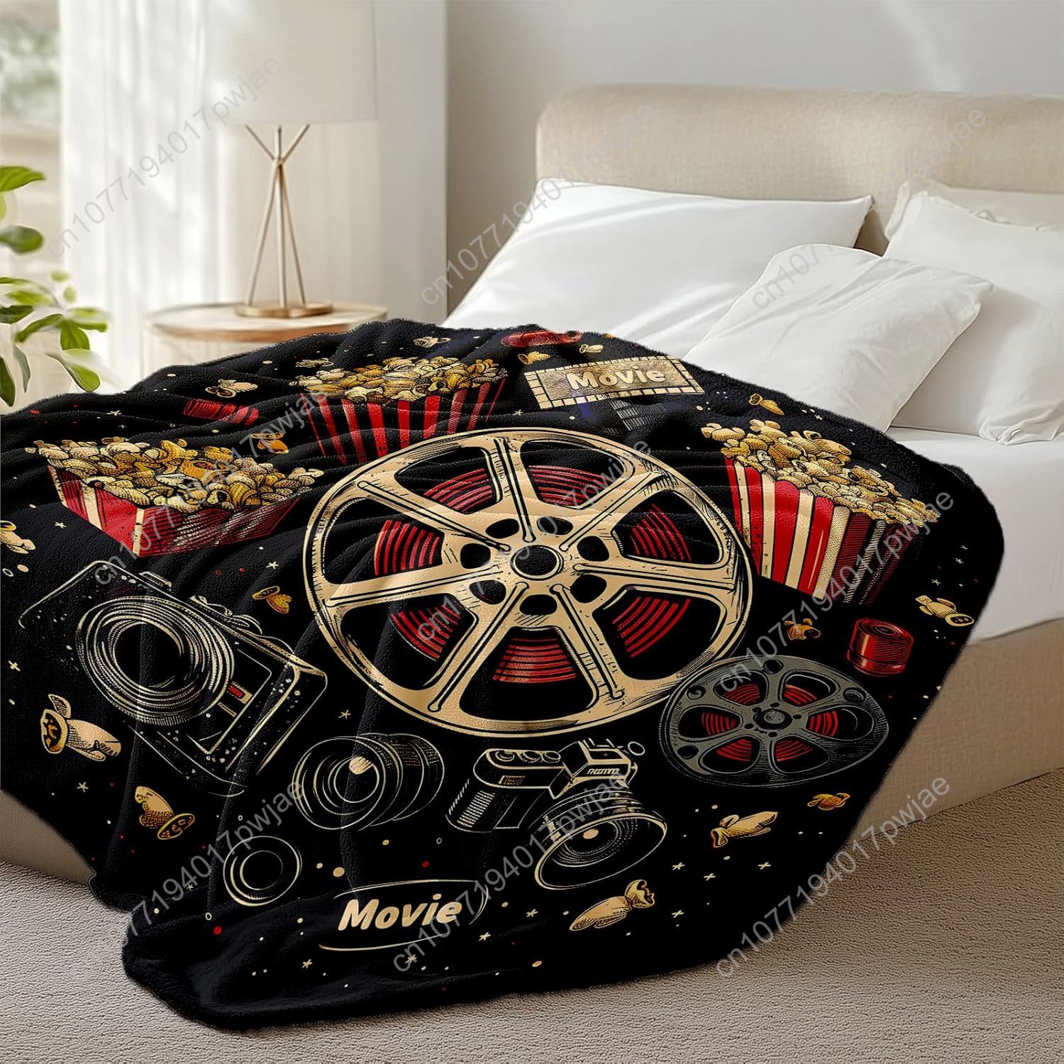 Movie Ticket Popcorn Throw Bla - Home Cinema Gifts 评论和价格