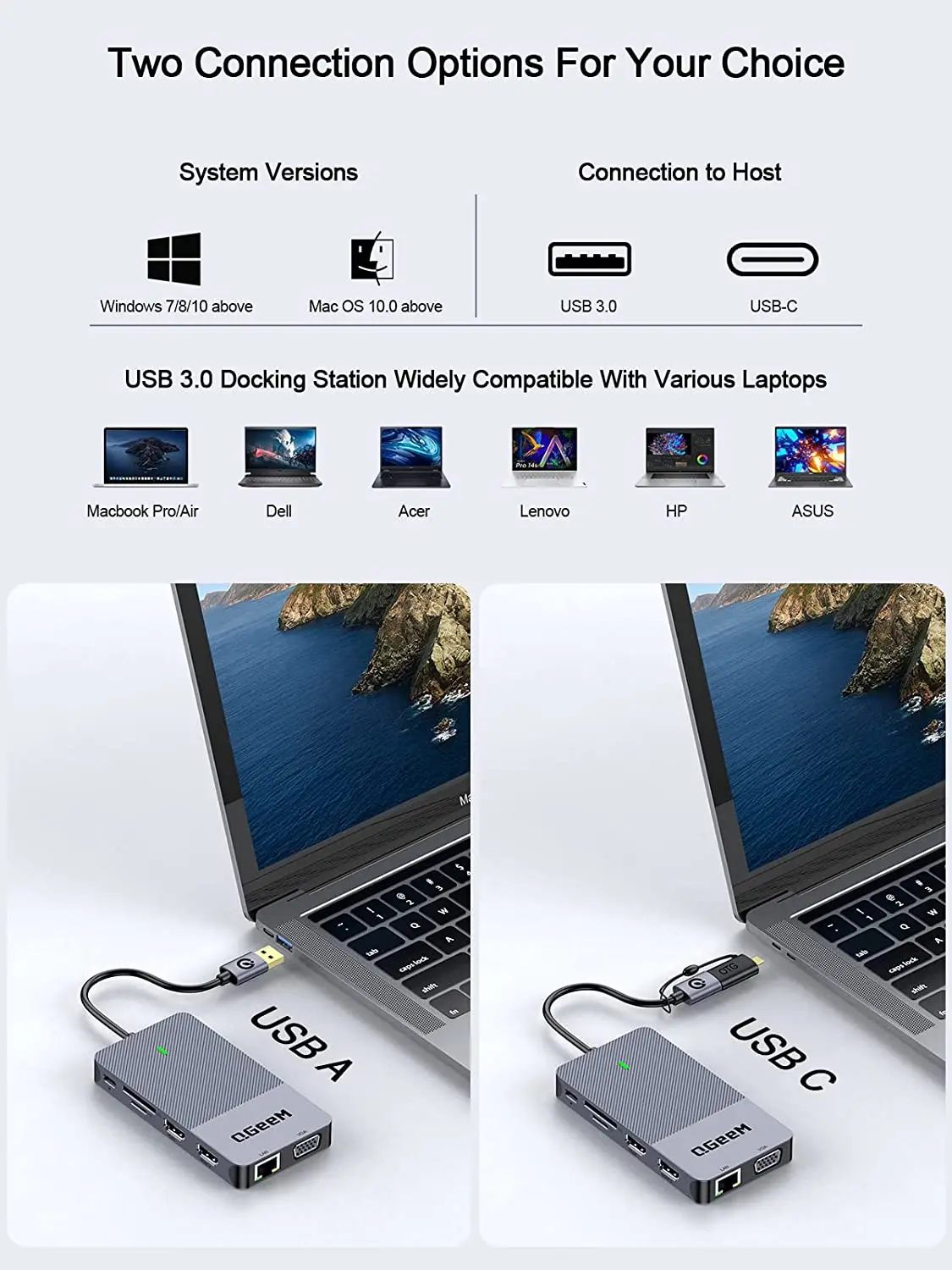 QGeeM USB 3.0 Docking Station, - Home Cinema Usb 评论和价格