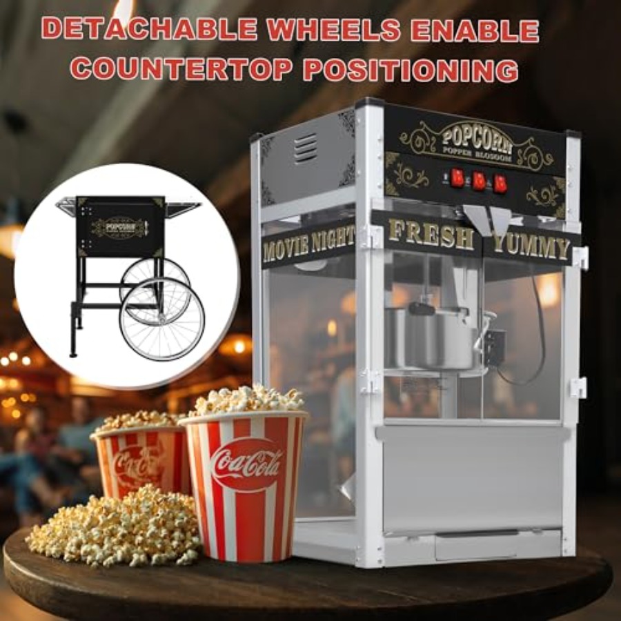 Popcorn Machine with Cart Whee - Popcorn Machine Home 评论和价格