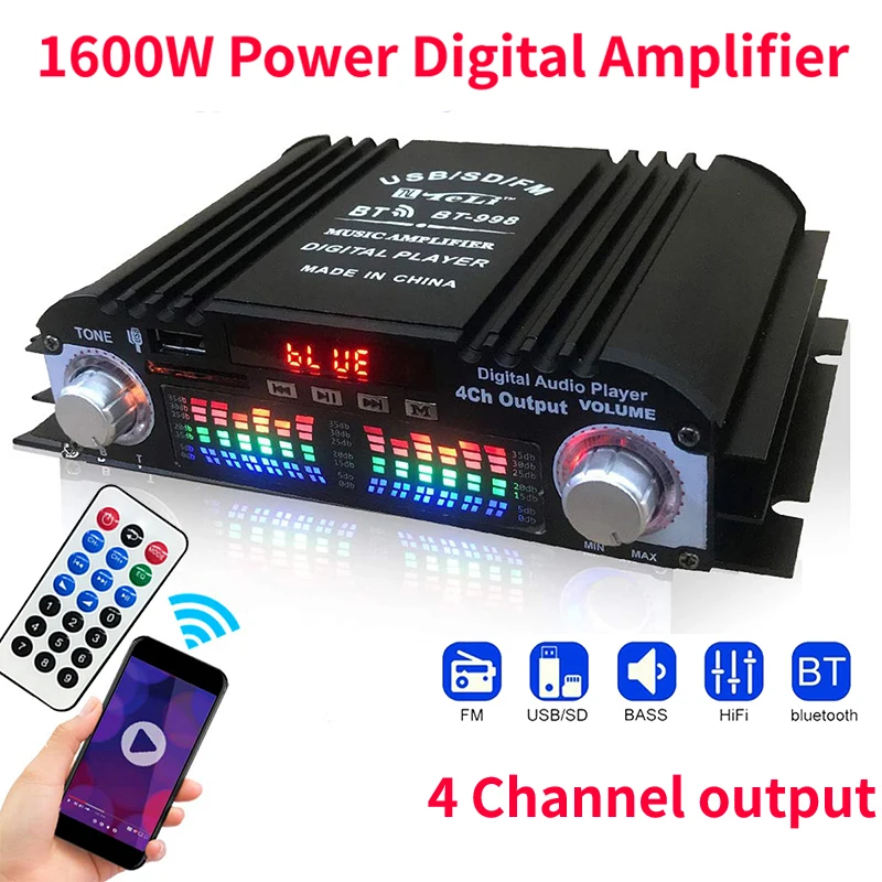 HiFi Sound Amplifier 4 Channel - Home Cinema Audio System 评论和价格