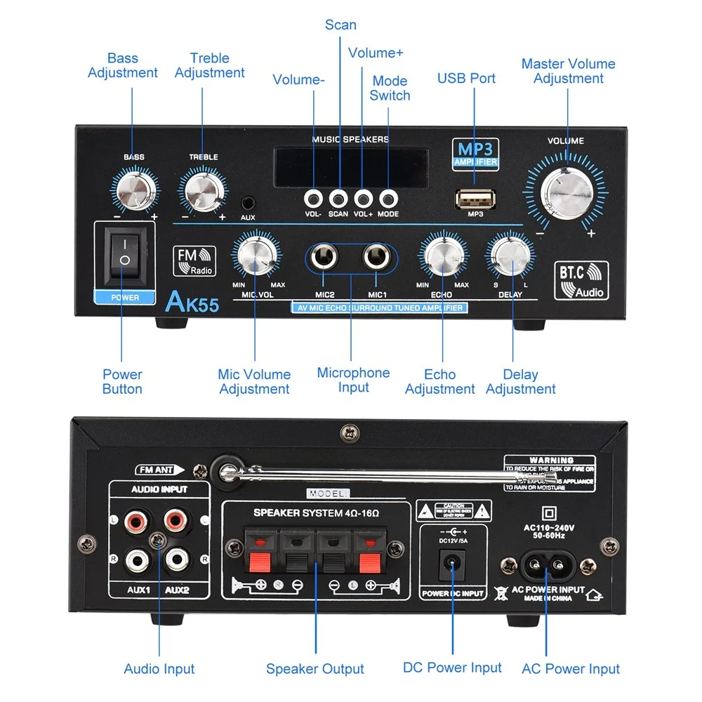 AK55 HiFi Digital Amplifier Ch - Home Cinema Audio System 评论和价格