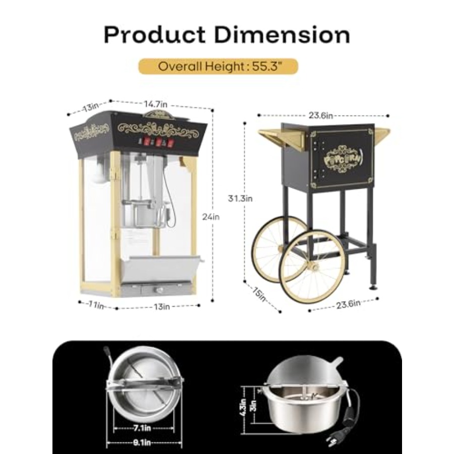 Retro Professional Popcorn Mak - Popcorn Machine Home 评论和价格