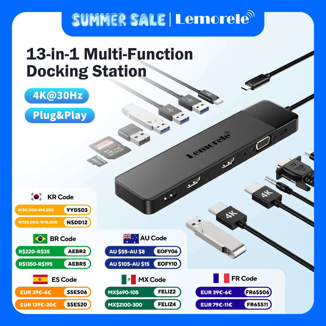 Lemorele 13-in-1 USB C HUB 4K3 - Home Cinema Usb 评论和价格