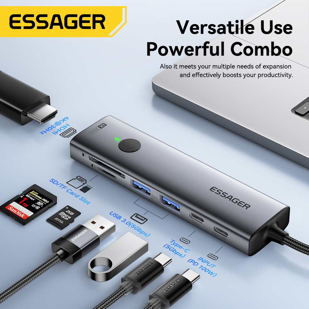 Essager USB C HUB 4K 7-in-1 Ty - Home Cinema Usb 评论和价格