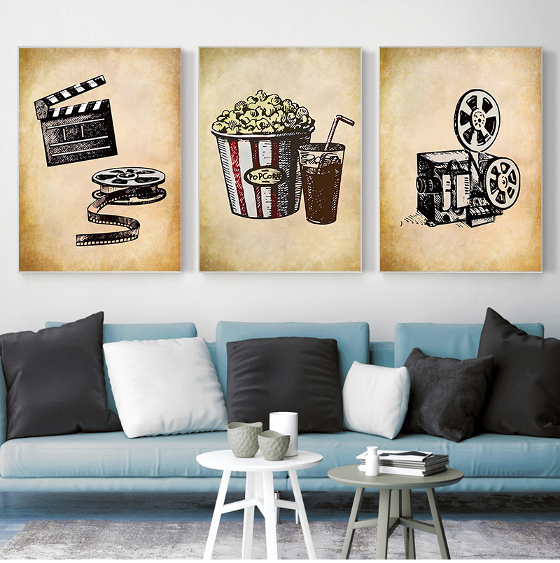 Movie Theater Vintage Art Canv - Home Cinema Design 评论和价格