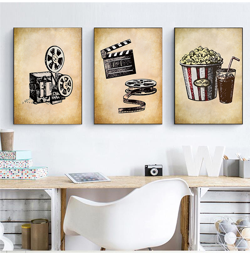 Movie Theater Vintage Art Canv - Home Cinema Design 评论和价格
