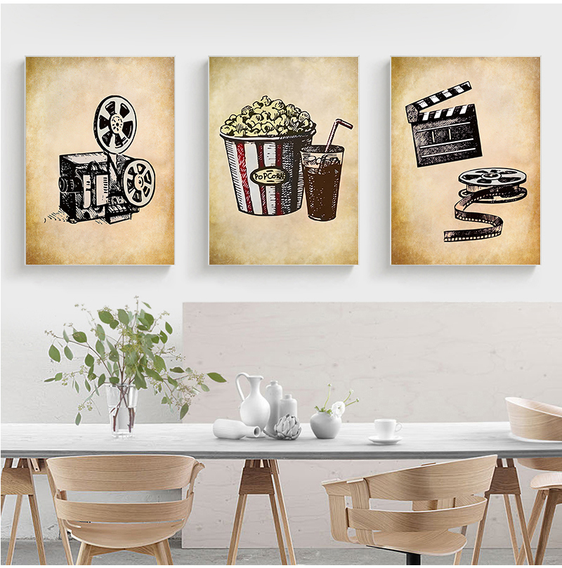 Movie Theater Vintage Art Canv - Home Cinema Design 评论和价格
