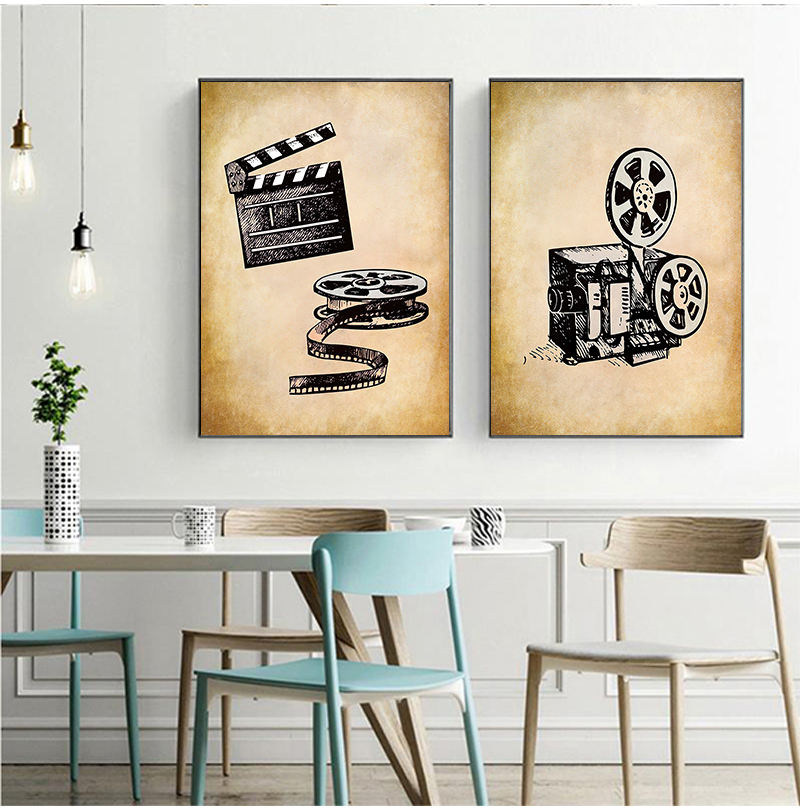 Movie Theater Vintage Art Canv - Home Cinema Design 评论和价格