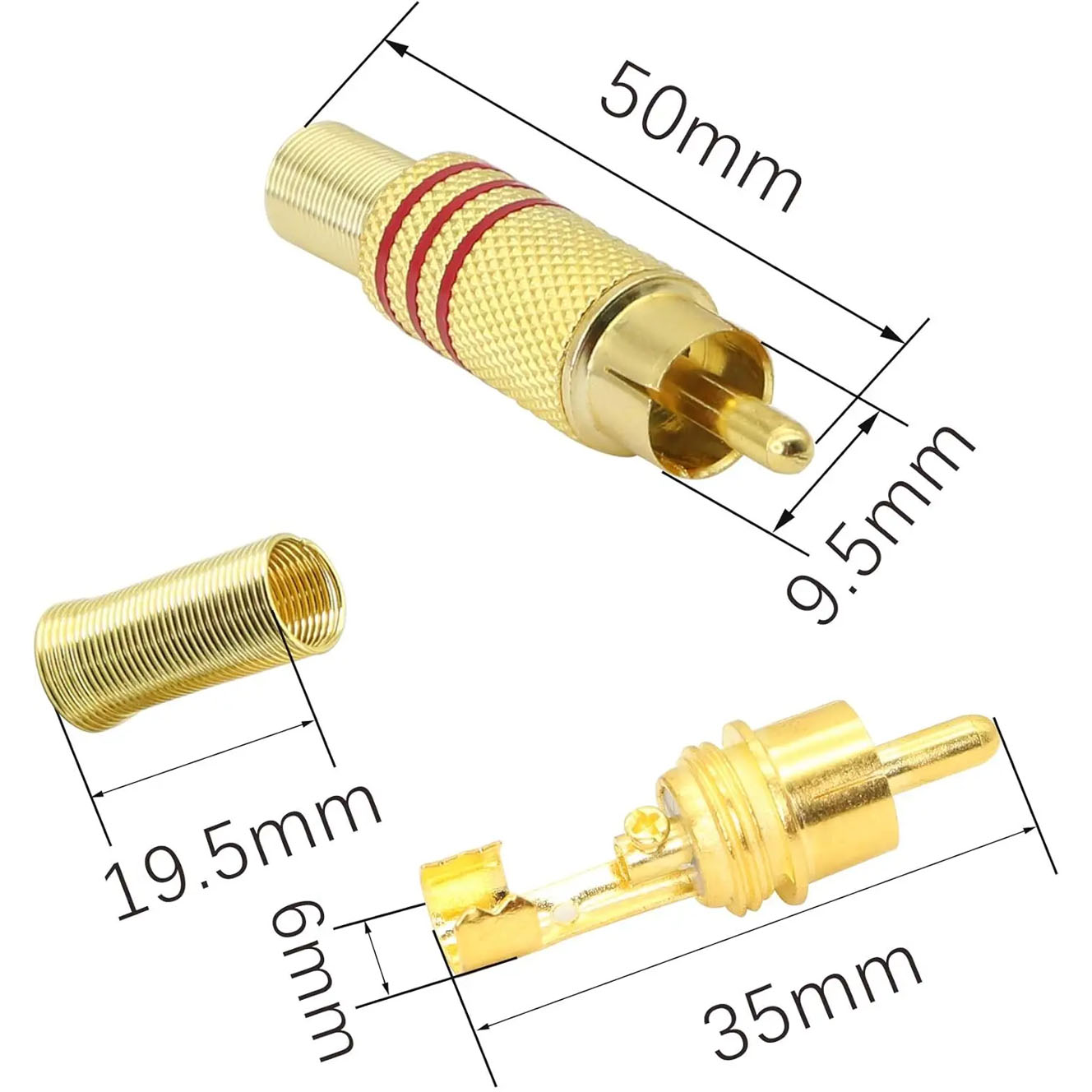4PCS RCA Plug Gold Plated Sold - Home Cinema Audio System 评论和价格