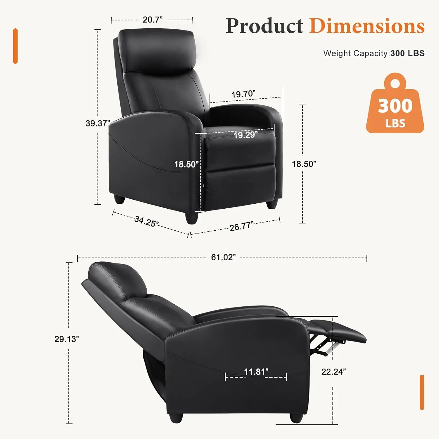 Recliner Chair PU Leather Recl - Home Cinema Chairs 评论和价格