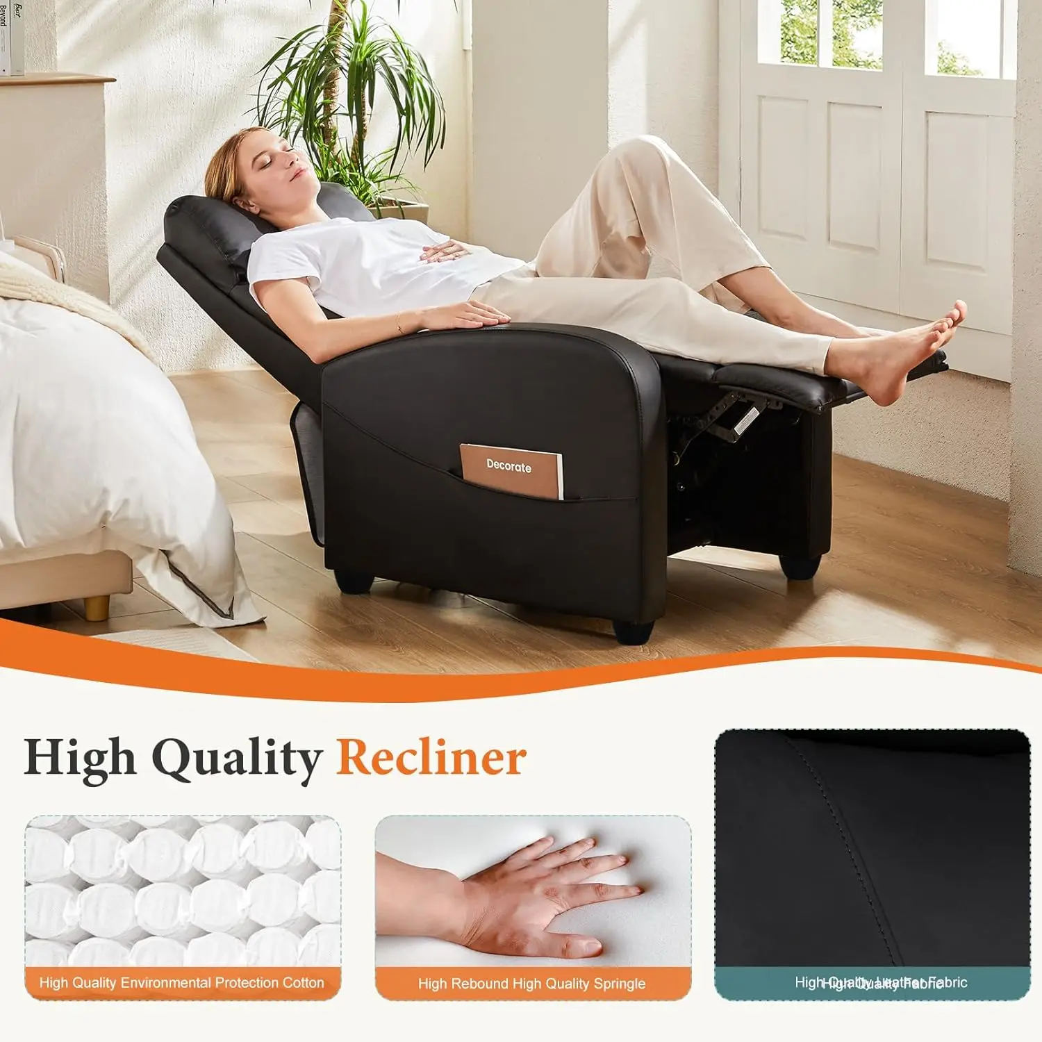 Recliner Chair PU Leather Recl - Home Cinema Chairs 评论和价格
